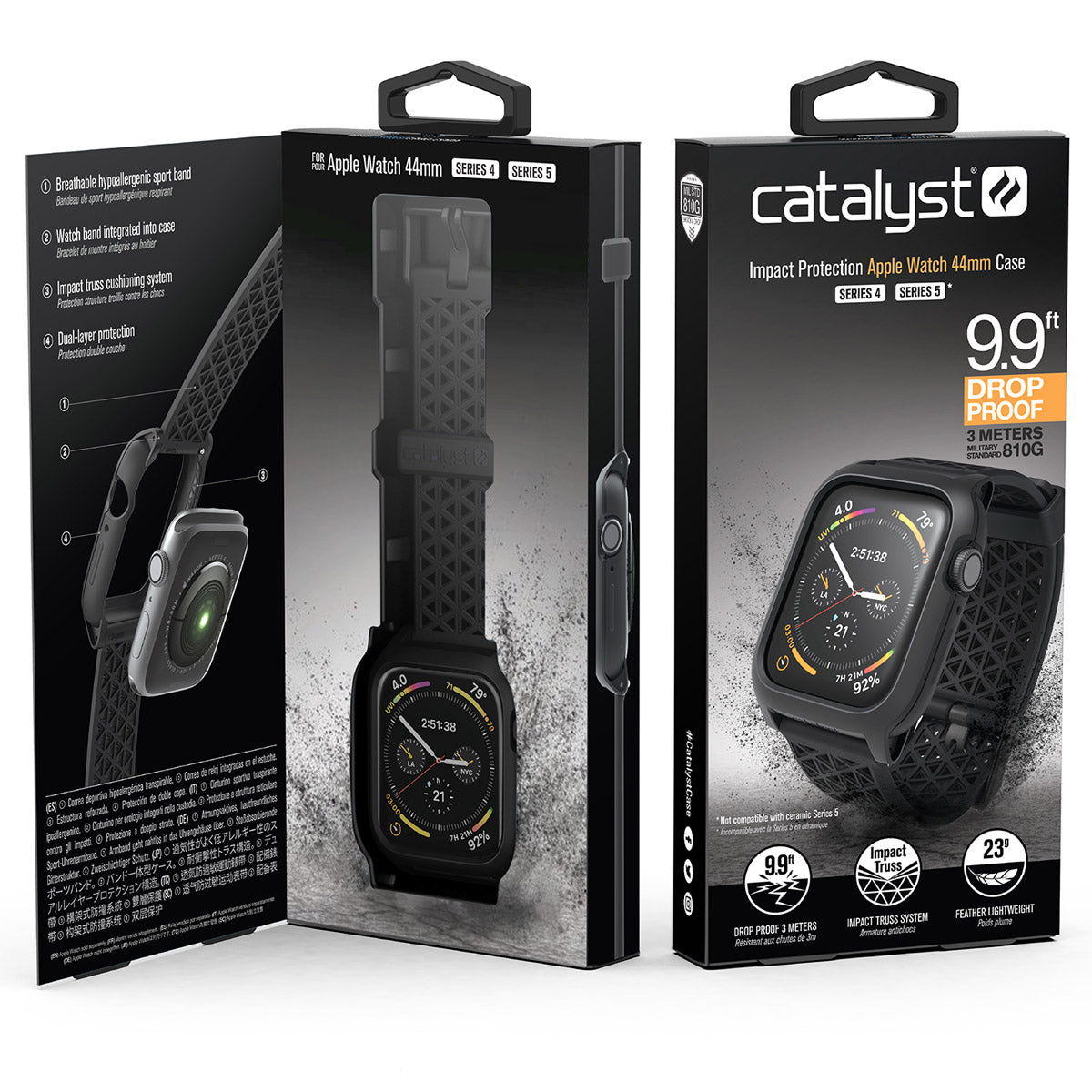 catalyst apple watch series 6 5 4 se gen 21 44mm 40mm impact protection case sport band stealth black packaging