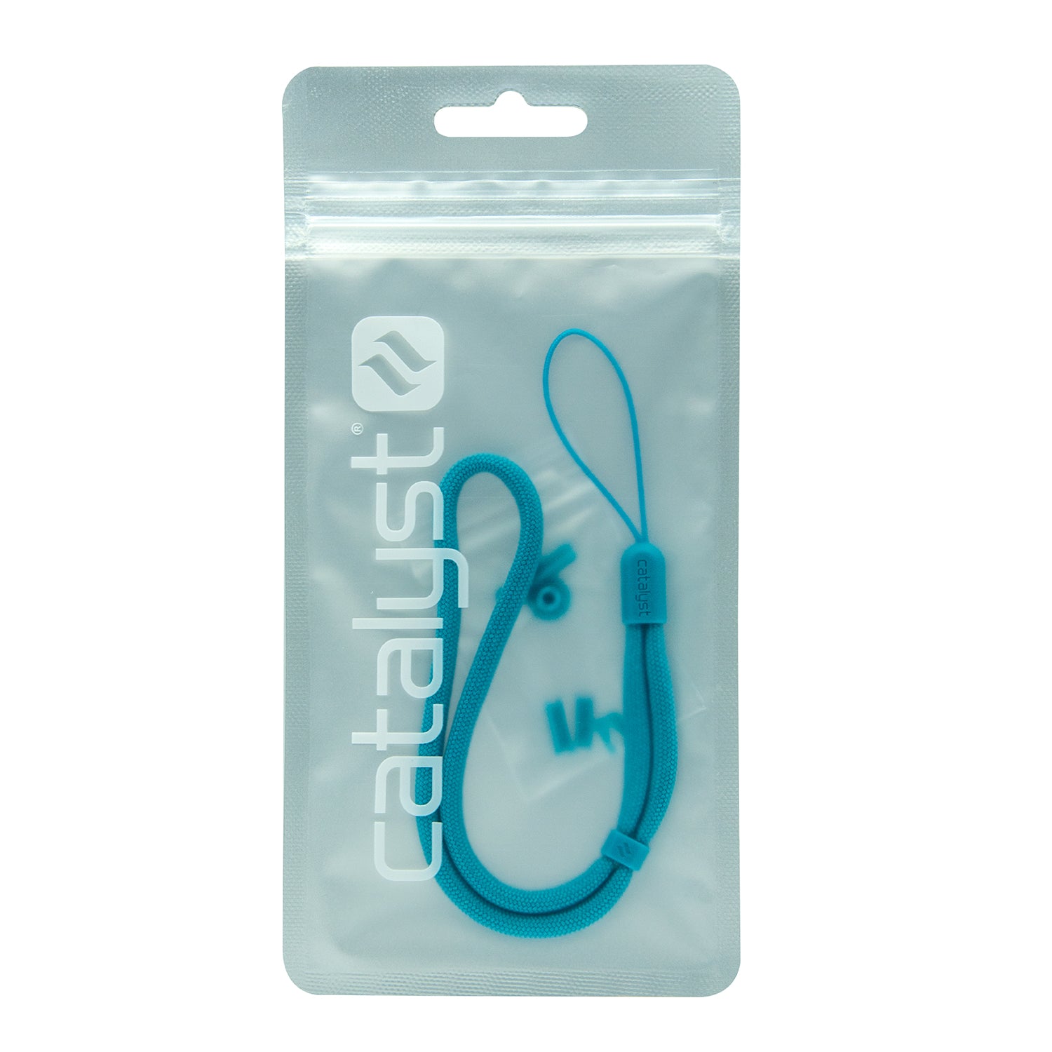 catalyst colored lanyard & buttons bondi blue inside the packaging